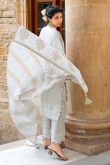 UAE-3 Piece Zari & Sequins Embroidered Lawn Suit with Borders and Printed Dupatta DN-52039