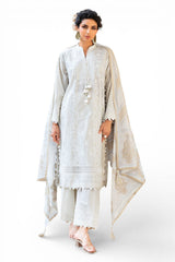 UAE-3 Piece Zari & Sequins Embroidered Lawn Suit with Borders and Printed Dupatta DN-52039