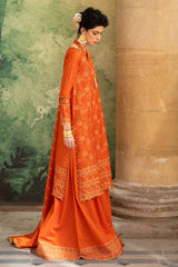 UAE-3 Piece Zari & Sequins Embroidered Lawn Suit with Gold & Lacquer Printed Dupatta DN-52041