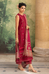 UAE-3 Piece Zari & Sequins Embroidered Lawn Suit with Gold & Lacquer Printed Dupatta DN-52040