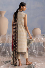 UAE-3 Piece Embroidered Printed Cotton Suit with Printed Lawn Dupatta