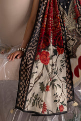 UAE-3 Piece Embroidered Printed Cotton Suit with Printed Lawn Dupatta