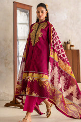 UAE-3 Piece Printed Lawn Suit with Embroidered Neckline CL-52076