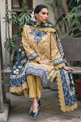 UAE-3 Piece Printed Lawn Suit with Embroidered Neckline CL-52536