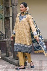 UAE-3 Piece Printed Lawn Suit with Embroidered Neckline CL-52536