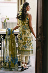 UAE-3 Piece Embroidered Printed Lawn Suit with Neckline CL-62037