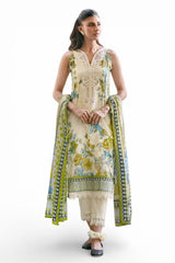 UAE-3 Piece Embroidered Printed Lawn Suit with Neckline CL-62037