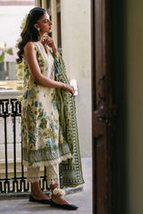 UAE-3 Piece Embroidered Printed Lawn Suit with Neckline CL-62037
