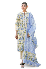 UAE-3 Piece Embroidered Printed Lawn Suit with Border CL-62082