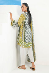 UAE-3 Piece Printed Lawn Suit with Embroidered Organza Neckline