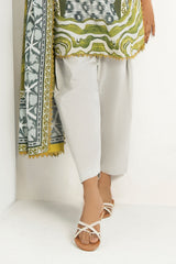 UAE-3 Piece Printed Lawn Suit with Embroidered Organza Neckline