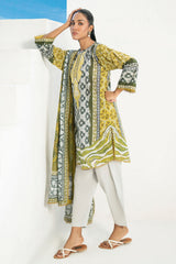 UAE-3 Piece Printed Lawn Suit with Embroidered Organza Neckline