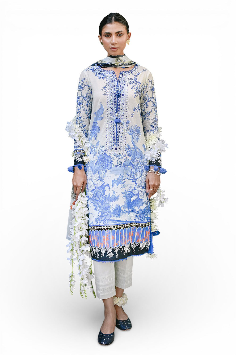 UAE-3 Piece Printed Lawn Suit with Embroidered Neckline CL-62222