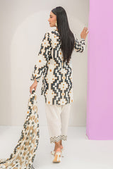 UAE-3 Piece Embroidered Printed Lawn Suit with Printed Lawn Dupatta and Dyed Trouser CL-62231