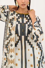 UAE-3 Piece Embroidered Printed Lawn Suit with Printed Lawn Dupatta and Dyed Trouser CL-62231