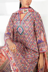 UAE-3 Piece Printed Lawn Suit with Embroidered Organza Neckline CL-62257