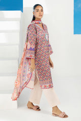 UAE-3 Piece Printed Lawn Suit with Embroidered Organza Neckline CL-62257