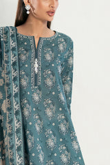UAE-3 Piece Printed Lawn Suit with Embroidered Trouser Border CL-62262