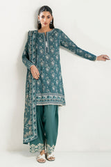 UAE-3 Piece Printed Lawn Suit with Embroidered Trouser Border CL-62262