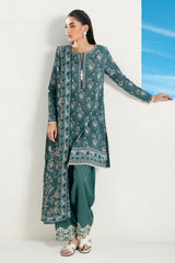 UAE-3 Piece Printed Lawn Suit with Embroidered Trouser Border CL-62262
