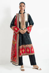 UAE-3 Piece Printed Lawn Suit with Embroidered Organza Lace & Bunches CL-62267