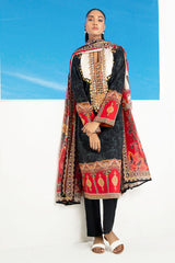 UAE-3 Piece Printed Lawn Suit with Embroidered Organza Lace & Bunches CL-62267