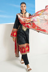 UAE-3 Piece Printed Lawn Suit with Embroidered Organza Lace & Bunches CL-62267