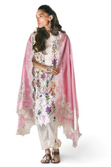 UAE-3 Piece Printed Lawn Suit with Embroidered Lace and Bunches CL-62268
