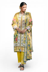 UAE-3 Piece Printed Lawn Suit with Embroidered Lace and Bunches CL-62276