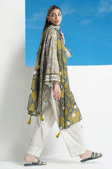 UAE-3 Piece Printed Lawn Suit with Embroidered Organza Neckline CL-62295