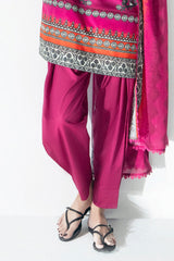 UAE-3 Piece Printed Lawn Suit with Embroidered Organza Neckline CL-62304