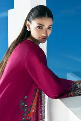 UAE-3 Piece Printed Lawn Suit with Embroidered Organza Neckline CL-62304