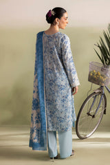 UAE-3 Piece Embroidered Printed Lawn Suit with Printed Lawn Dupatta