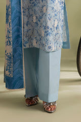 UAE-3 Piece Embroidered Printed Lawn Suit with Printed Lawn Dupatta