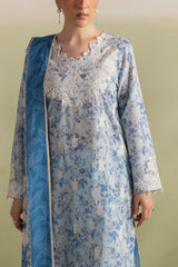 UAE-3 Piece Embroidered Printed Lawn Suit with Printed Lawn Dupatta