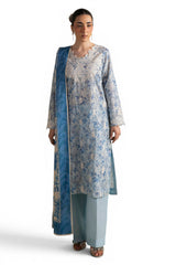 UAE-3 Piece Embroidered Printed Lawn Suit with Printed Lawn Dupatta