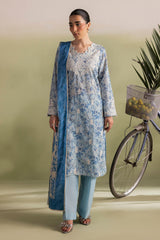 UAE-3 Piece Embroidered Printed Lawn Suit with Printed Lawn Dupatta