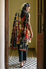 UAE-3 Piece Embroidered Printed Lawn Suit with Denting Lawn Dupatta and Neckline DN-62002