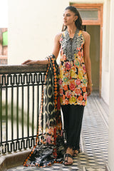 UAE-3 Piece Embroidered Printed Lawn Suit with Denting Lawn Dupatta and Neckline DN-62002