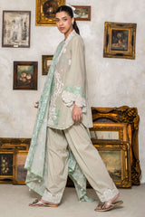 UAE-3 Piece Embroidered Lawn Suit with Denting Lawn Dupatta and Border DN-62027