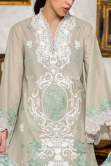 UAE-3 Piece Embroidered Lawn Suit with Denting Lawn Dupatta and Border DN-62027