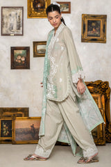 UAE-3 Piece Embroidered Lawn Suit with Denting Lawn Dupatta and Border DN-62027