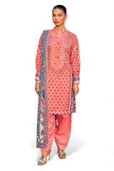 UAE-3 Piece Printed Lawn Suit with Chiffon Dupatta