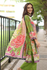 UAE-3 Piece Embroidered Printed Lawn Suit with Printed Lawn Dupatta