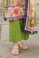 UAE-3 Piece Embroidered Printed Lawn Suit with Printed Lawn Dupatta