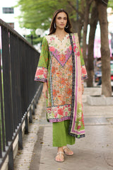 UAE-3 Piece Embroidered Printed Lawn Suit with Printed Lawn Dupatta