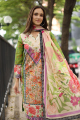 UAE-3 Piece Embroidered Printed Lawn Suit with Printed Lawn Dupatta