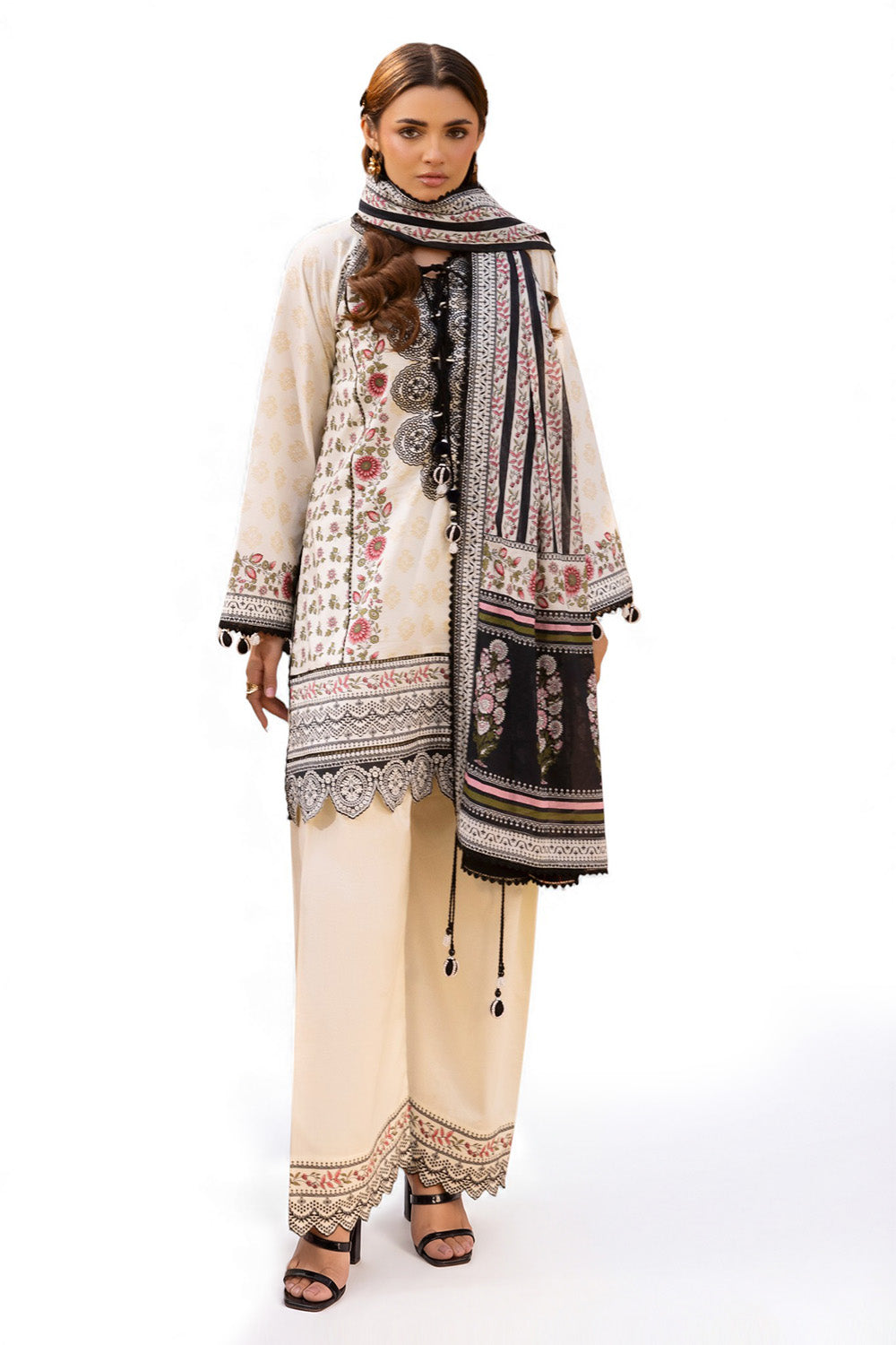 UAE-3 Piece Embroidered Printed Lawn Suit with Printed Trouser CL-62001