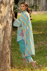 UAE-3 Piece Printed Lawn Suit with Embroidered Sleeves and Printed Trouser CL-62045
