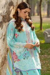 UAE-3 Piece Printed Lawn Suit with Embroidered Sleeves and Printed Trouser CL-62045